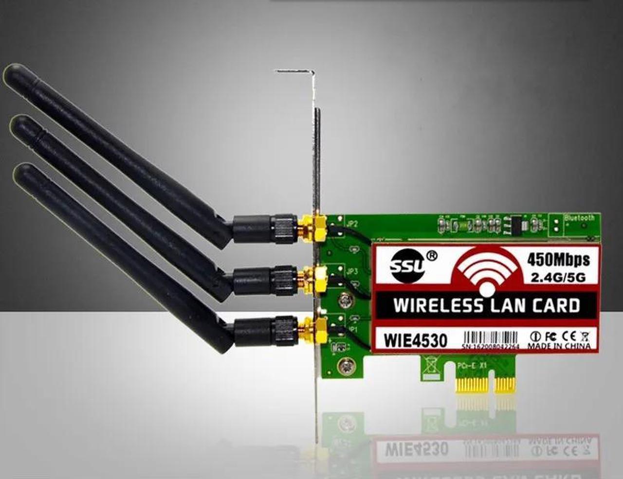 Wireless Wifi 450Mbps LAN Network PCI Express Adapter Card 802.11B/G/N 3 Antenna