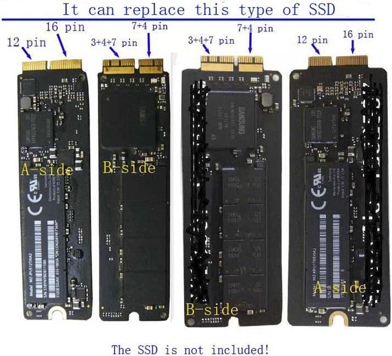 Alt view image 4 of 6 - PCIE to M2 Adapter SSD M2 NVMe and AHCI M.2 NGFF PCIe SSD for late 2013 2014 2015 2017 MacBook Air A1398 A1465 A1466 M.2 Adapter