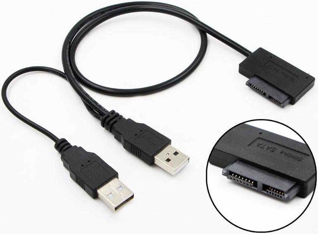 USB 2.0 to 6+7 13Pin Slimline Slim SATA Cable with External USB2.0 Power Supply for Laptop CD ROM DVD ROM for HDD Caddy