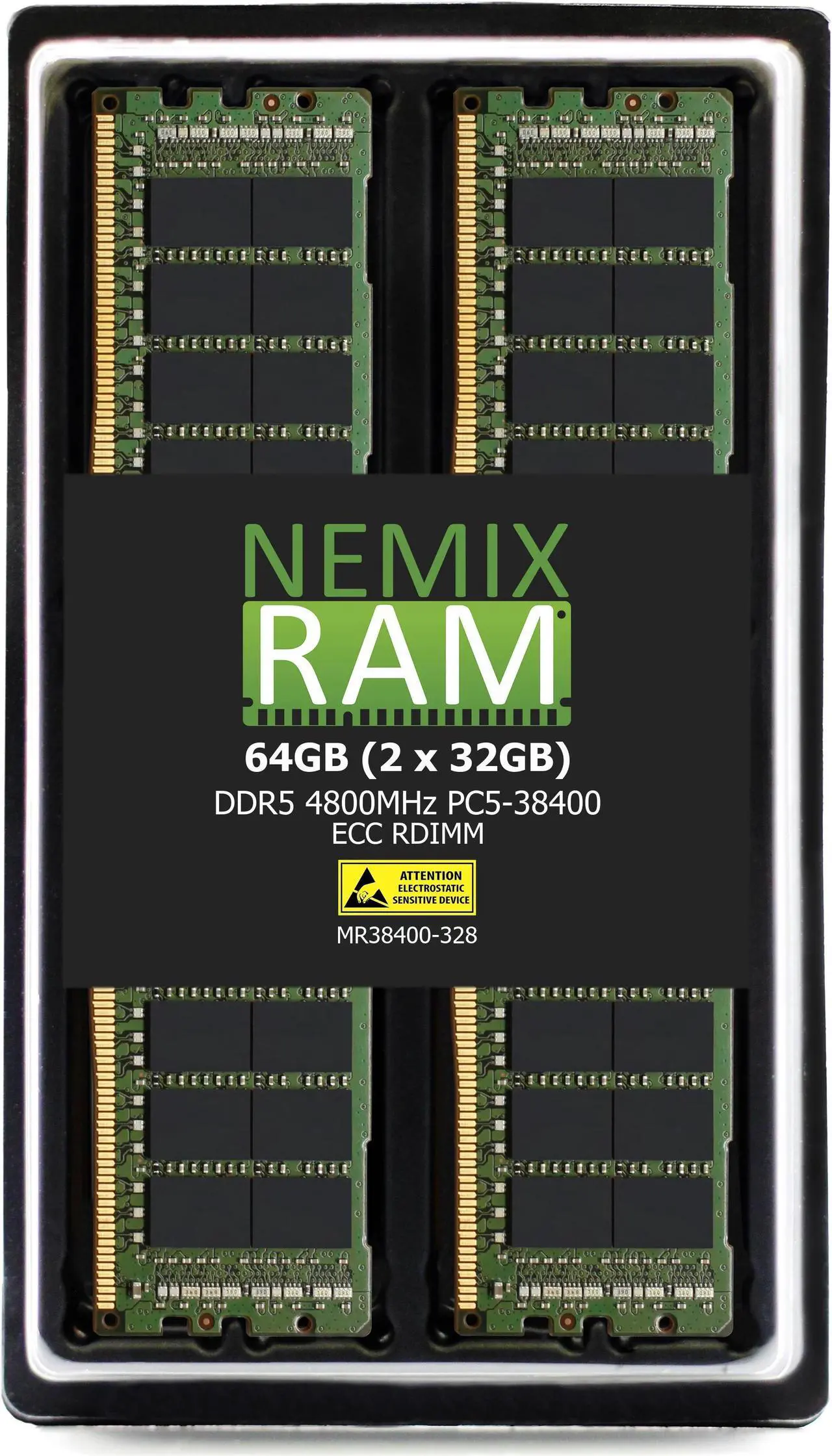Main image of NEMIX RAM 64GB (2X32GB) DDR5 4800MHZ PC5-38400 2Rx8 1.1V CL40 288-PIN ECC RDIMM Registered Server Memory KIT Compatible with Dell PowerEdge R760xa Rack Server