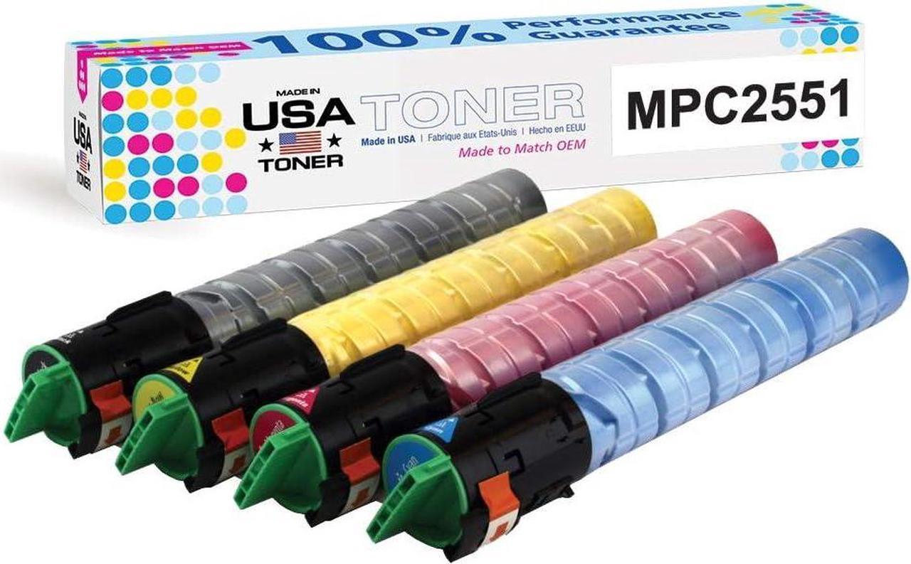 MADE IN USA TONER Compatible Replacement for Ricoh Aficio MP C2551 MP C2051, 841586 841503 841502 841501 (CMYK, 4 Cartridges)