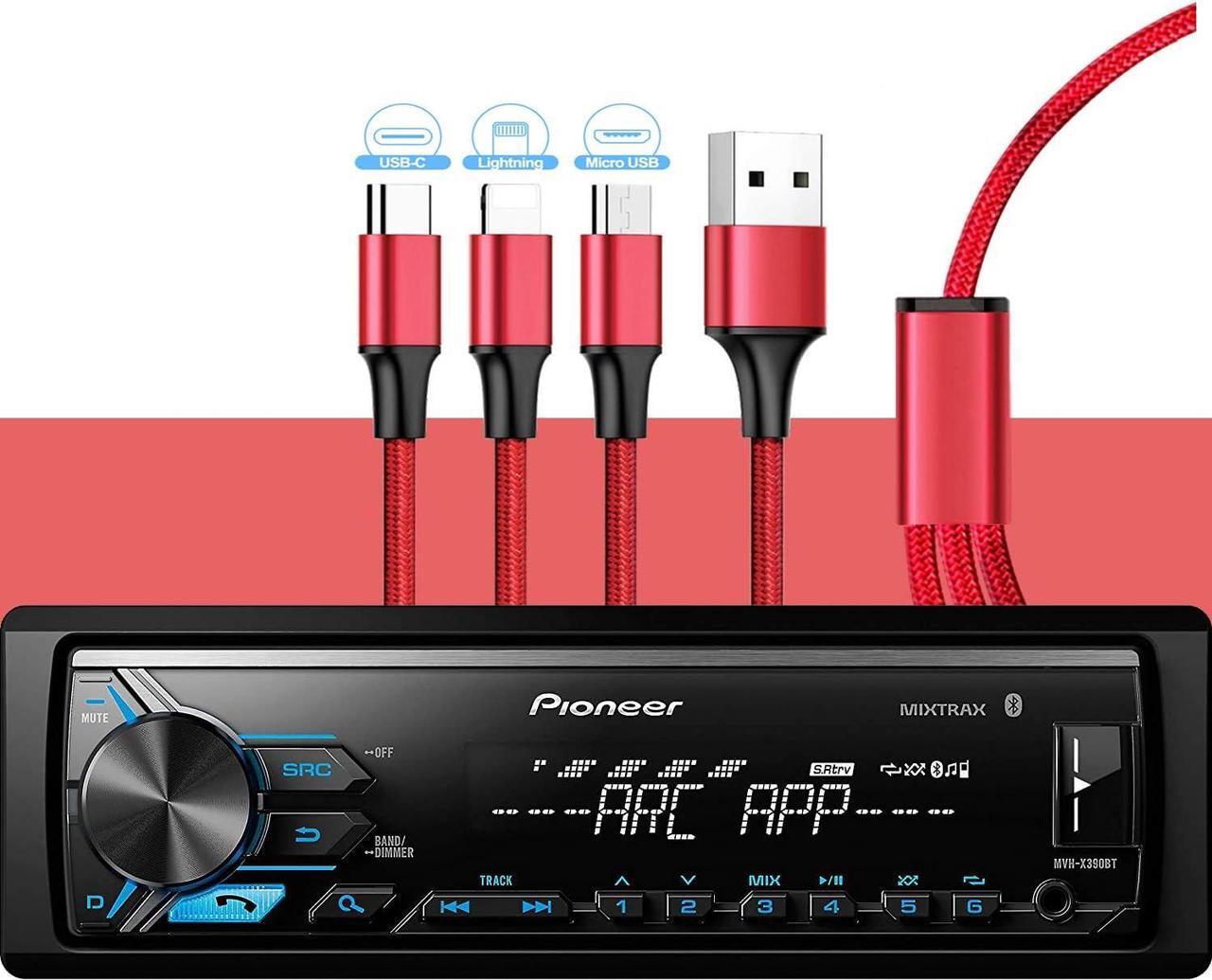 Alt view image 5 of 7 - MVH-X390BT Digital Media Receiver with Pioneer ARC app, MIXTRAX, Built-in Bluetooth and USB Direct Control for iPod/iPhone and Android Phones & zonoz 3 in 1 Multi USB Charging Cable (Bundle)