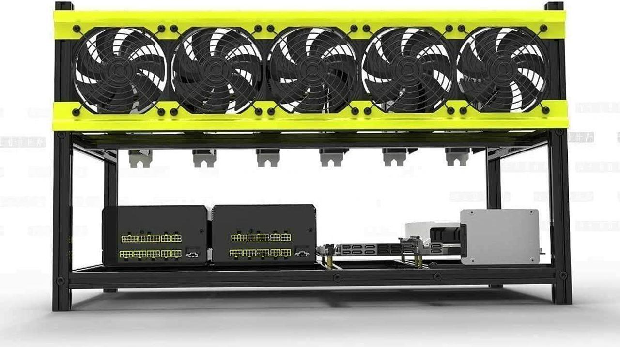 Main image of HLL,Veddha 68 GPU Aluminum Stackable Mining Rig Open Air Frame Case Miner BTC ETH (V3D-6GPU+5FANS)