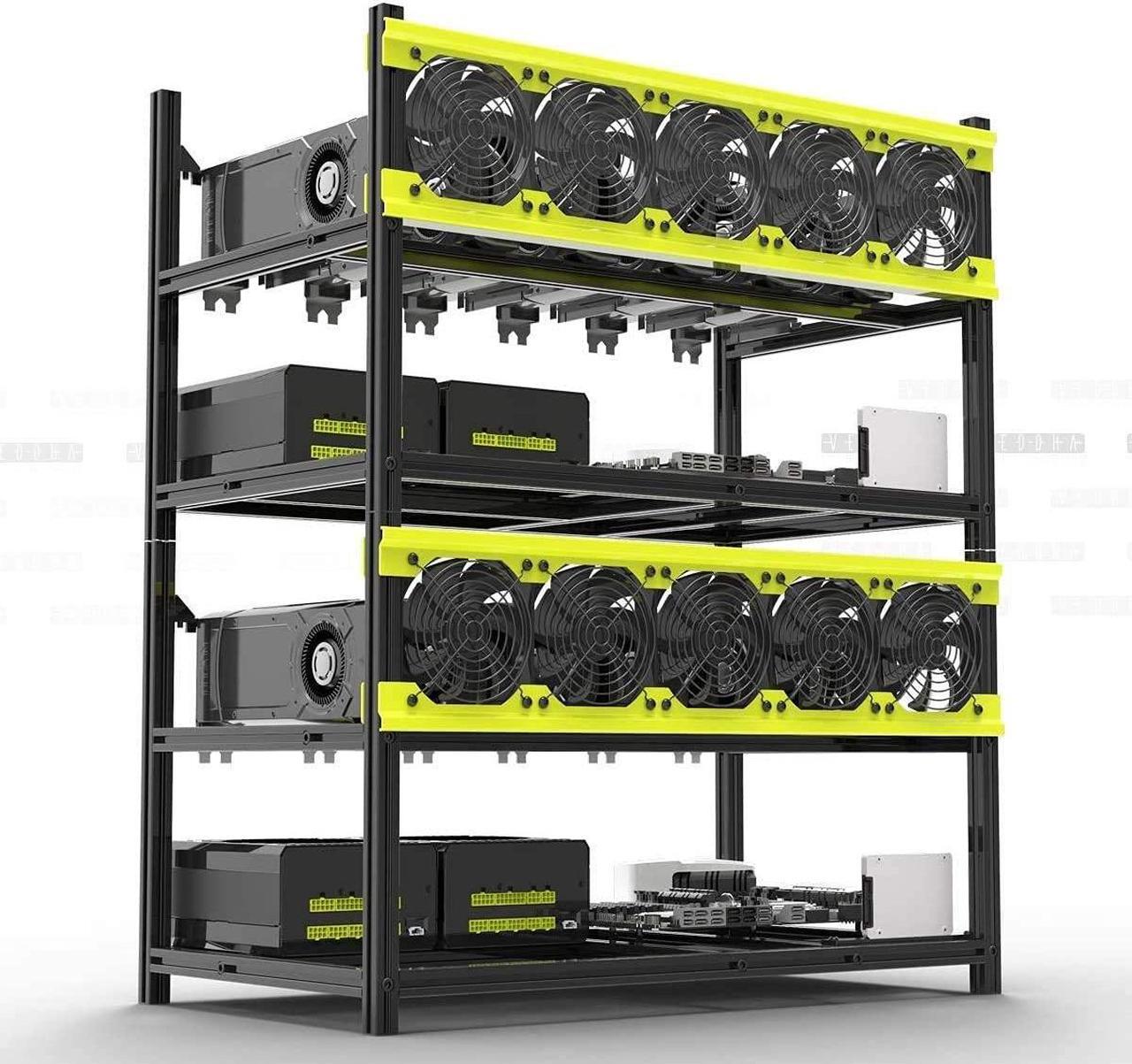 Alt view image 3 of 7 - HLL,Veddha 68 GPU Aluminum Stackable Mining Rig Open Air Frame Case Miner BTC ETH (V3D-6GPU+5FANS)