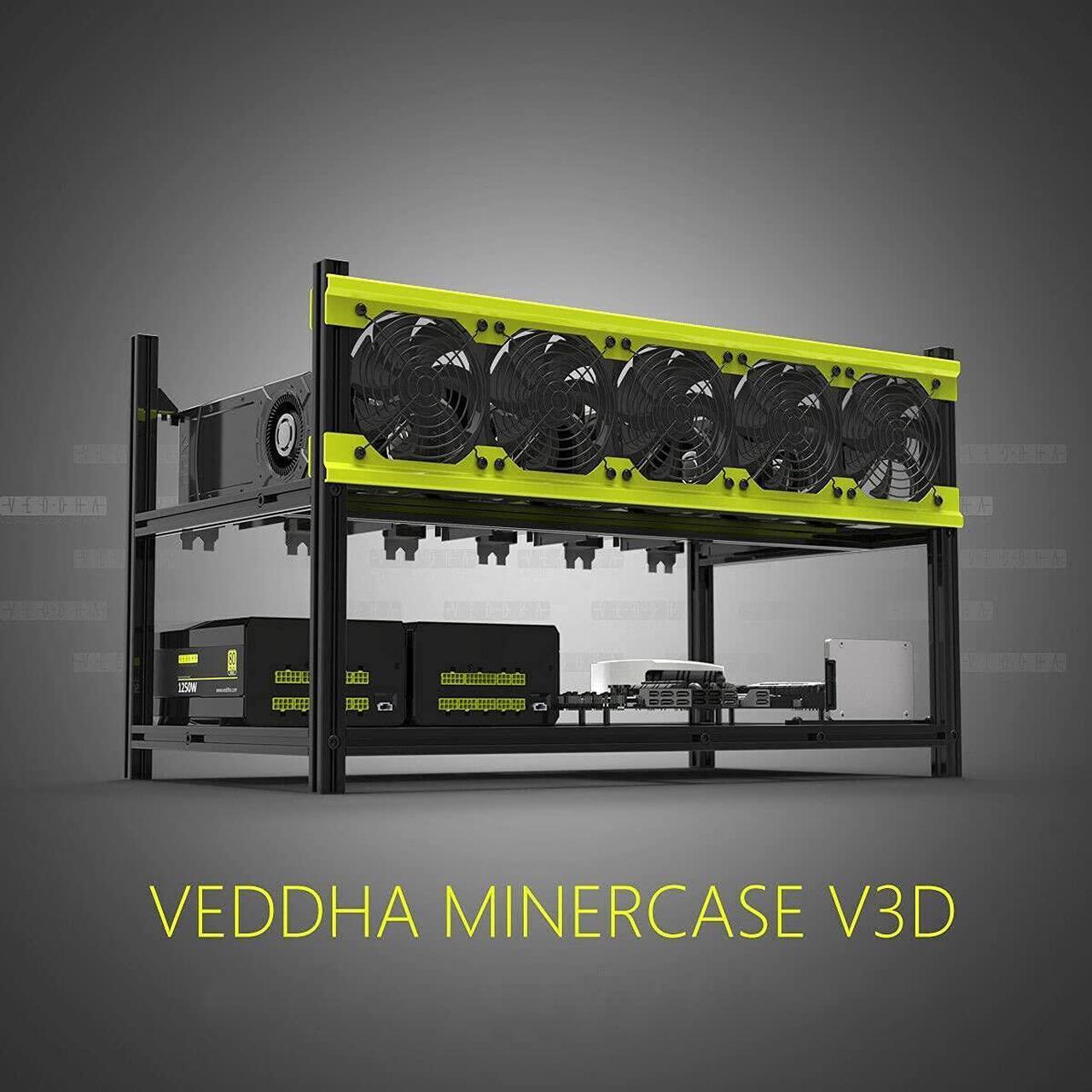 Alt view image 4 of 7 - HLL,Veddha 68 GPU Aluminum Stackable Mining Rig Open Air Frame Case Miner BTC ETH (V3D-6GPU+5FANS)