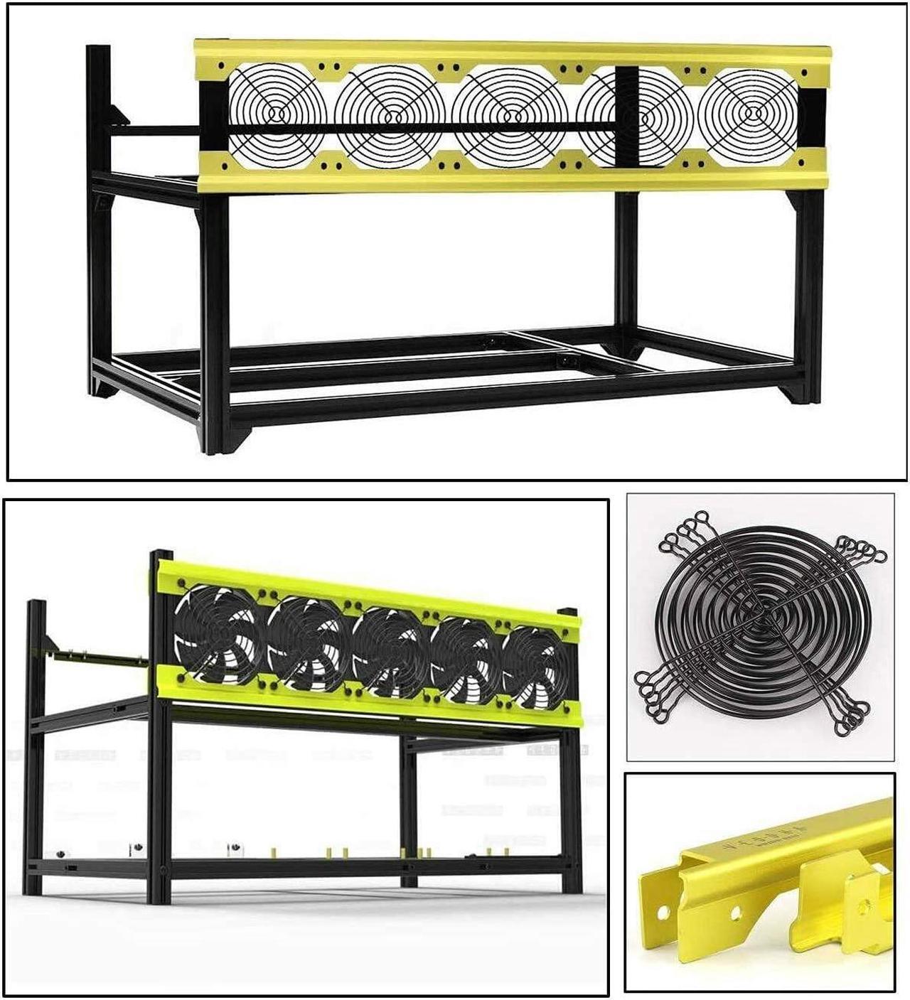 Alt view image 6 of 7 - HLL,Veddha 68 GPU Aluminum Stackable Mining Rig Open Air Frame Case Miner BTC ETH (V3D-6GPU+5FANS)