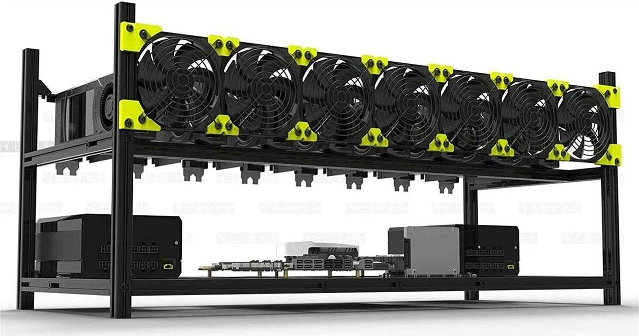 Main image of Mining Rig Frame, 6/8 GPU Aluminum Stackable Open Air Mining Case Computer Frame Rig Ethereum (Color : Black, Size : 8GPU-V3C)