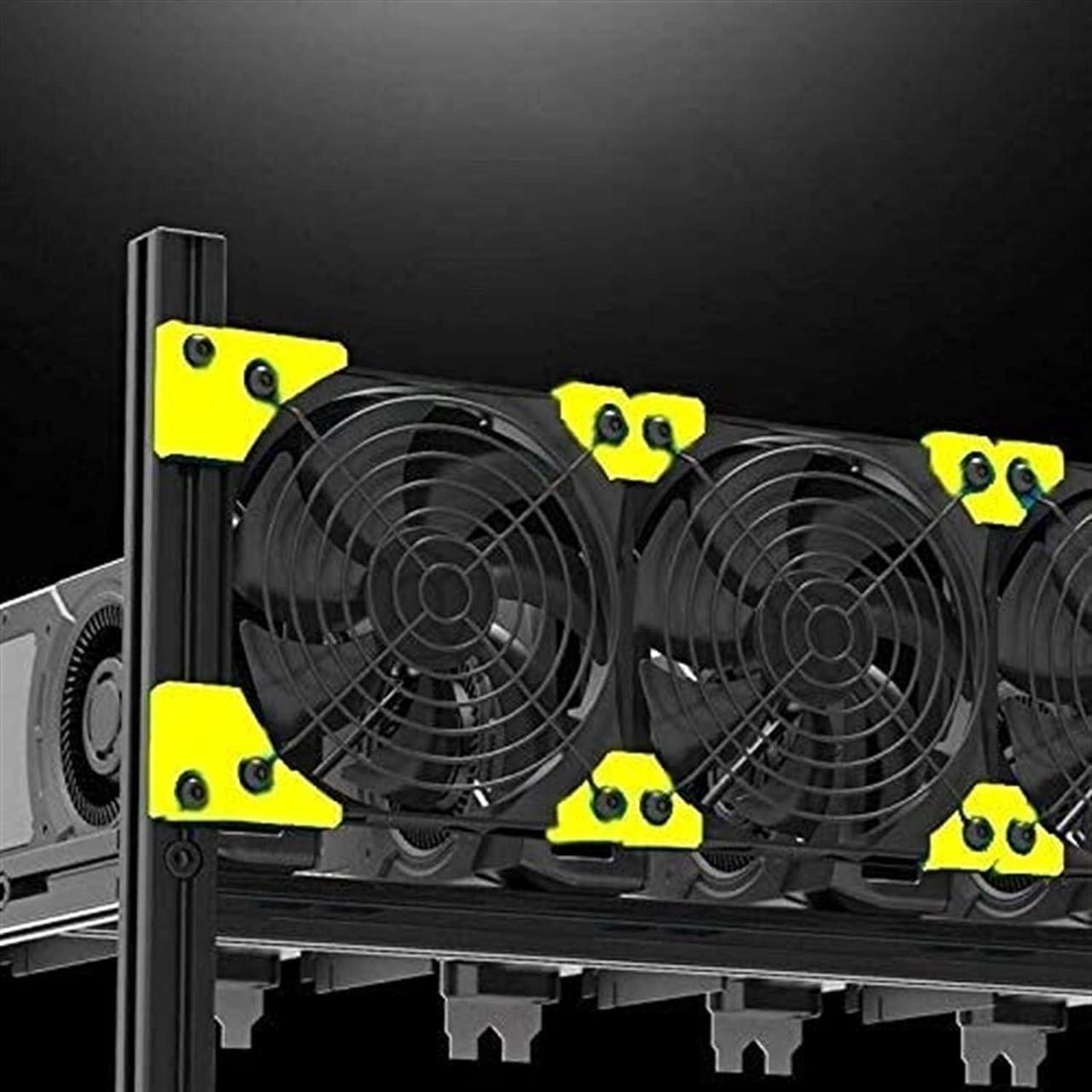 Alt view image 4 of 6 - Mining Rig Frame, 6/8 GPU Aluminum Stackable Open Air Mining Case Computer Frame Rig Ethereum (Color : Black, Size : 8GPU-V3C)