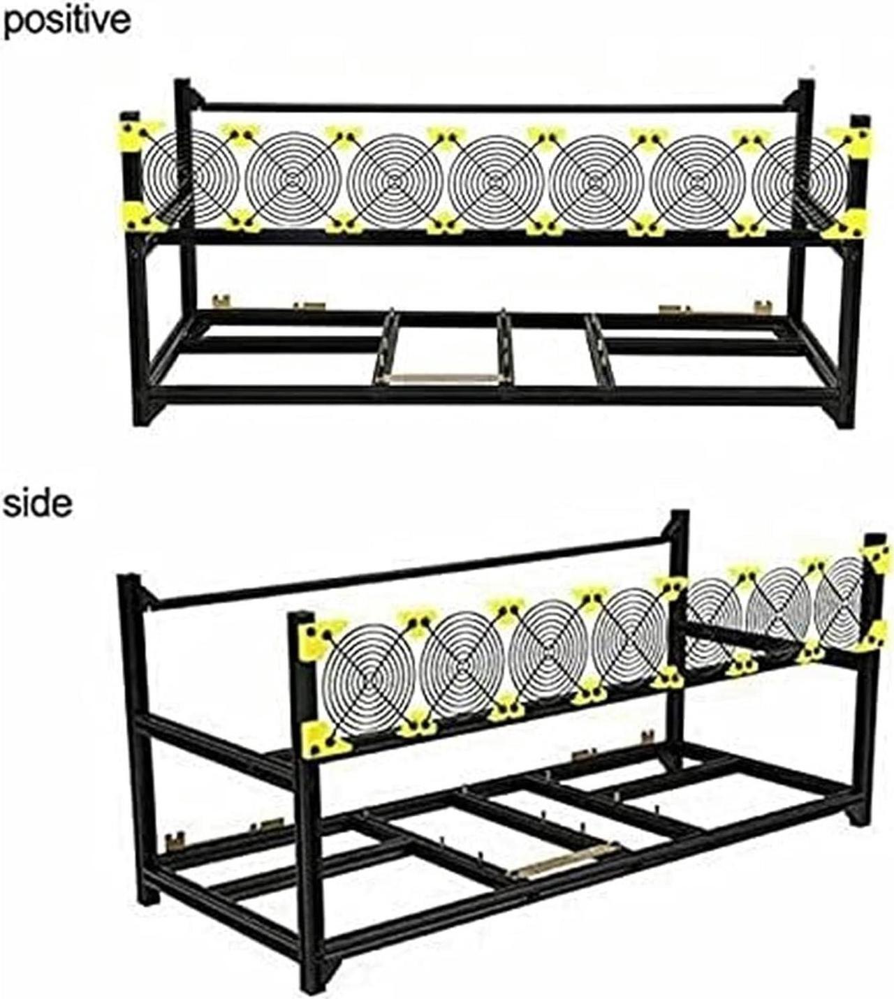 Alt view image 6 of 6 - Mining Rig Frame, 6/8 GPU Aluminum Stackable Open Air Mining Case Computer Frame Rig Ethereum (Color : Black, Size : 8GPU-V3C)