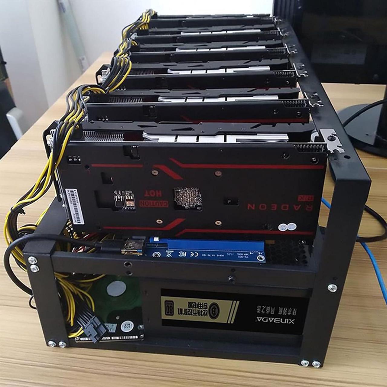 Alt view image 7 of 7 - Open Air Mining Machine Case, 6 GPU 8 GPU Mining Frame Rig Case, Support for ETH/PSU/ATX Accessories Rig Case
