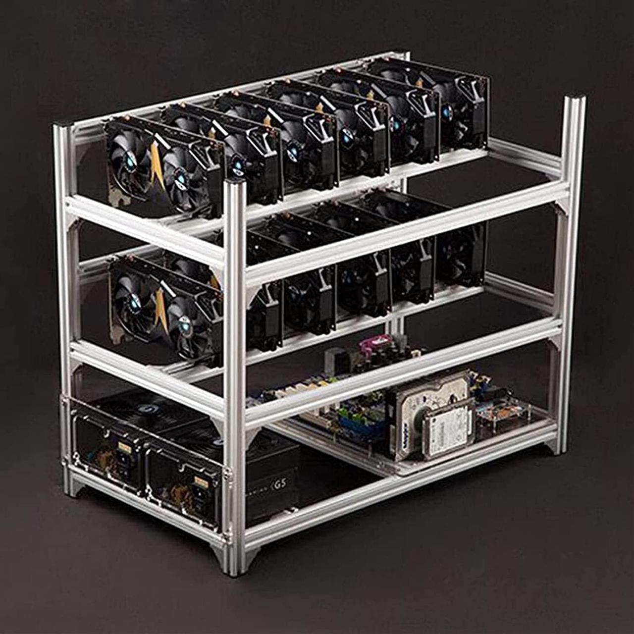 Main image of YJYGR Mining Rig Frame 12 GPU Open-Pit Mining Machine Frame Case Mining Coin Ring Support Bracket Case Frame Transfer Mining Rack (Size : 12 GPU)