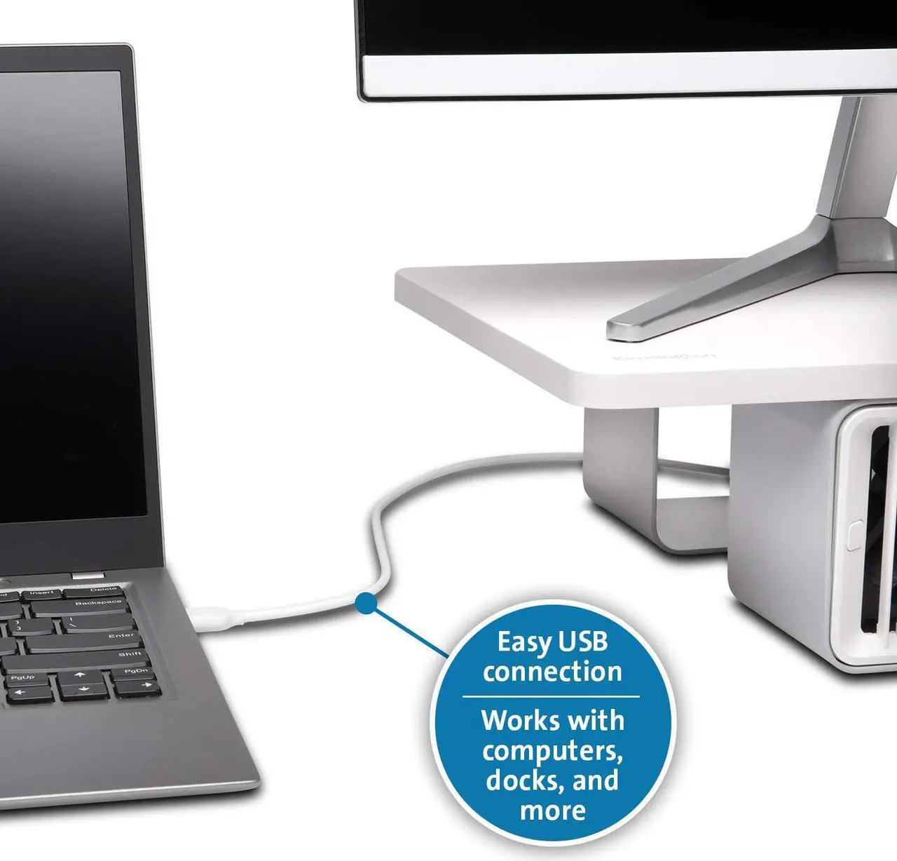 Alt view image 8 of 16 - Kensington CoolView Wellness Monitor Stand with Desk Fan K55855WW