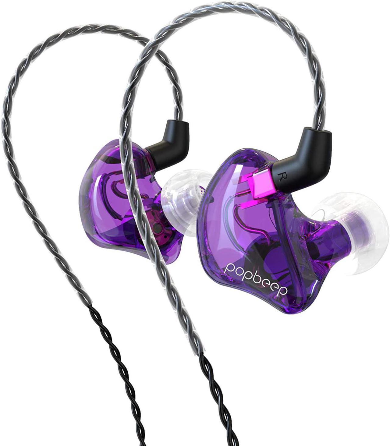 BASN in-Ear Monitor Headphones Dual Dynamic Drivers in Ear Earphones Detachable MMCX Cable Musicians in-Ear Earbuds Headphones (BC100 Purple, with no Mic)