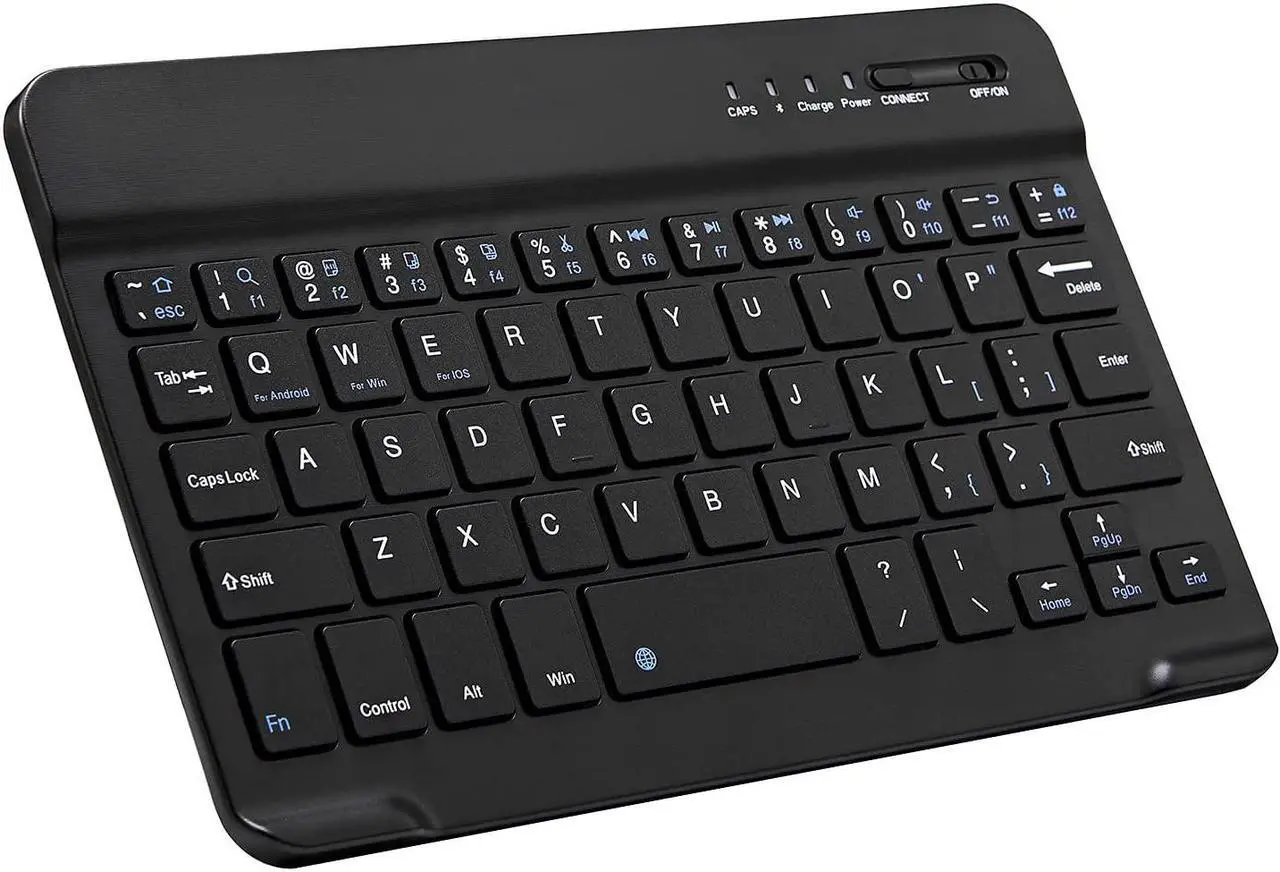 Main image of Ultra-Slim Bluetooth Keyboard Portable Mini Wireless Keyboard Rechargeable for Apple iPad iPhone Samsung Tablet Phone Smartphone iOS Android Windows (7 inch Black)