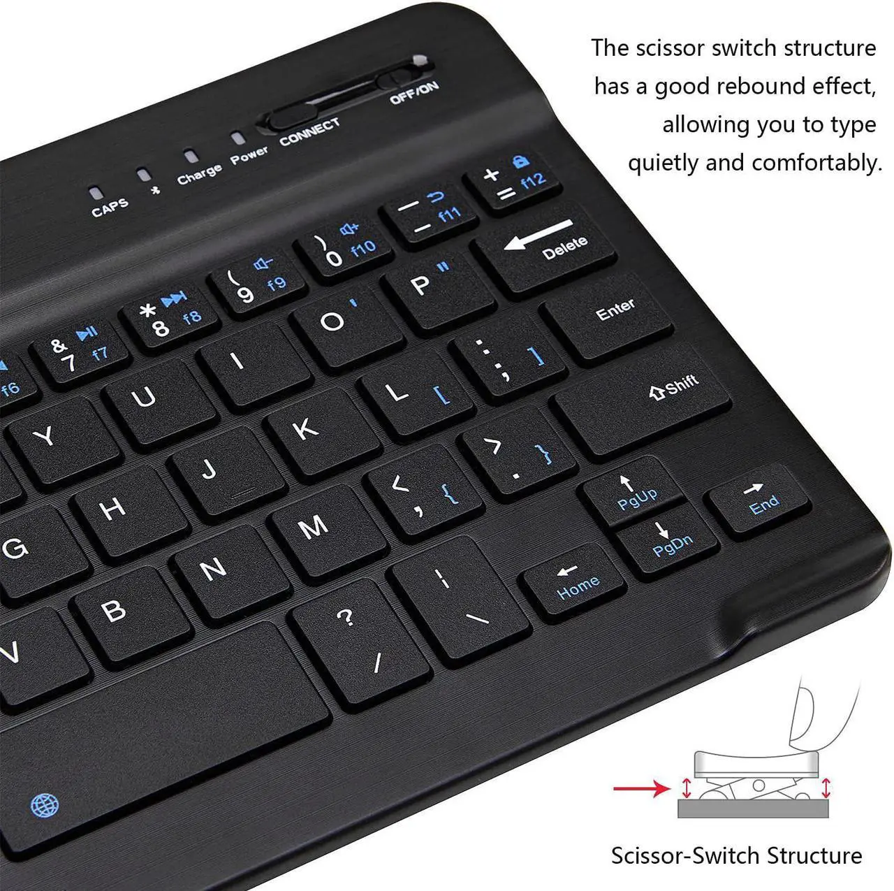 Alt view image 4 of 7 - Ultra-Slim Bluetooth Keyboard Portable Mini Wireless Keyboard Rechargeable for Apple iPad iPhone Samsung Tablet Phone Smartphone iOS Android Windows (7 inch Black)
