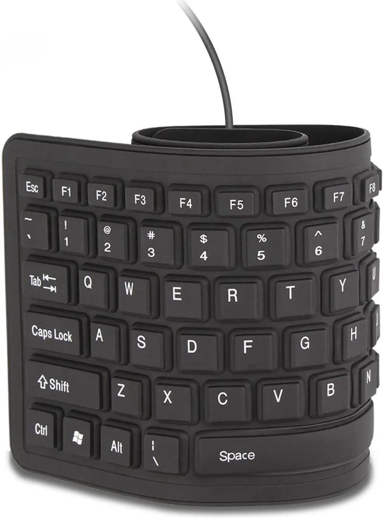 Alt view image 2 of 5 - Foldable Silicone Keyboard USB Wired Waterproof Rollup Keyboard for PC Notebook Laptop (All Black)