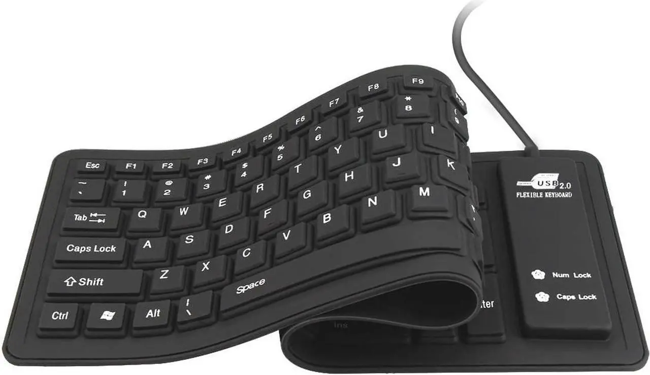 Alt view image 3 of 5 - Foldable Silicone Keyboard USB Wired Waterproof Rollup Keyboard for PC Notebook Laptop (All Black)