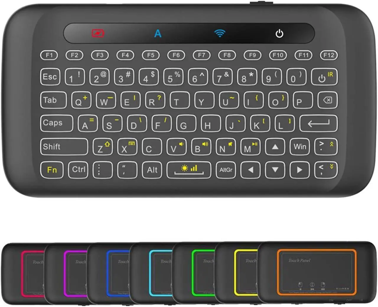 Main image of Mini Wireless Keyboard,H20 Mini Keyboard with Touchpad,Backlit Small Wireless Keyboard,Full Size Touchpad,Handheld IR Remote Keyboard for Android TV Box Windows PC,HTPC,IPTV,PC,Raspberry Pi