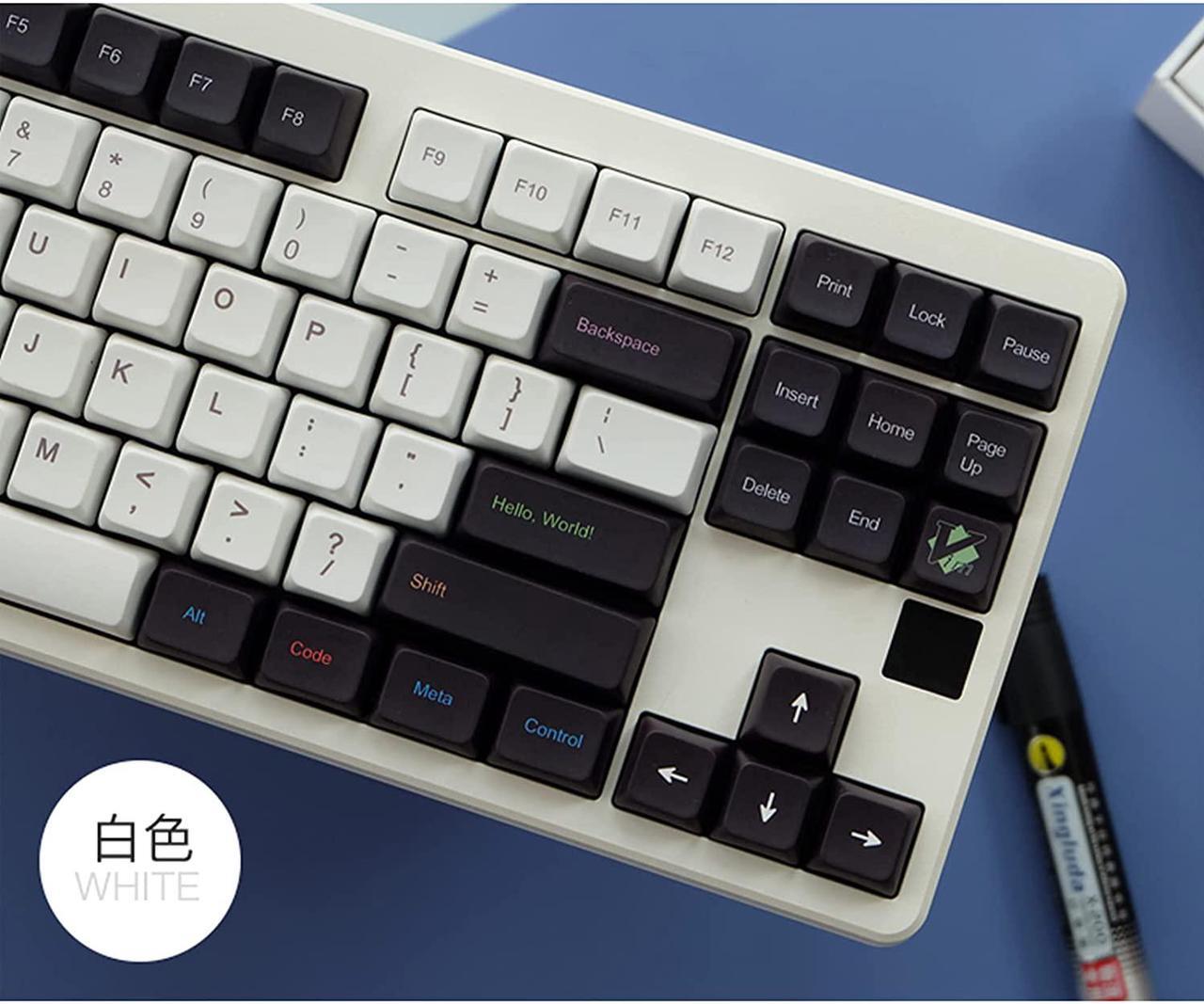 Alt view image 3 of 6 - PBT Programmer Theme Keycaps, XDA Profile, Dye Sublimation Keycap, Suitable for 60%/65%/75%/TKL/80%/90%/100% Layout Mechanical Keyboard (White)