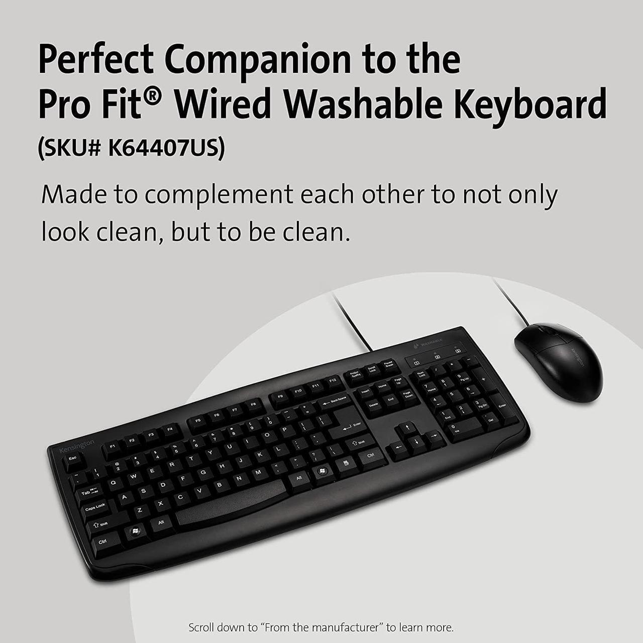Alt view image 5 of 7 - Kensington Pro Fit Washable Wired Mouse (K70315WW)