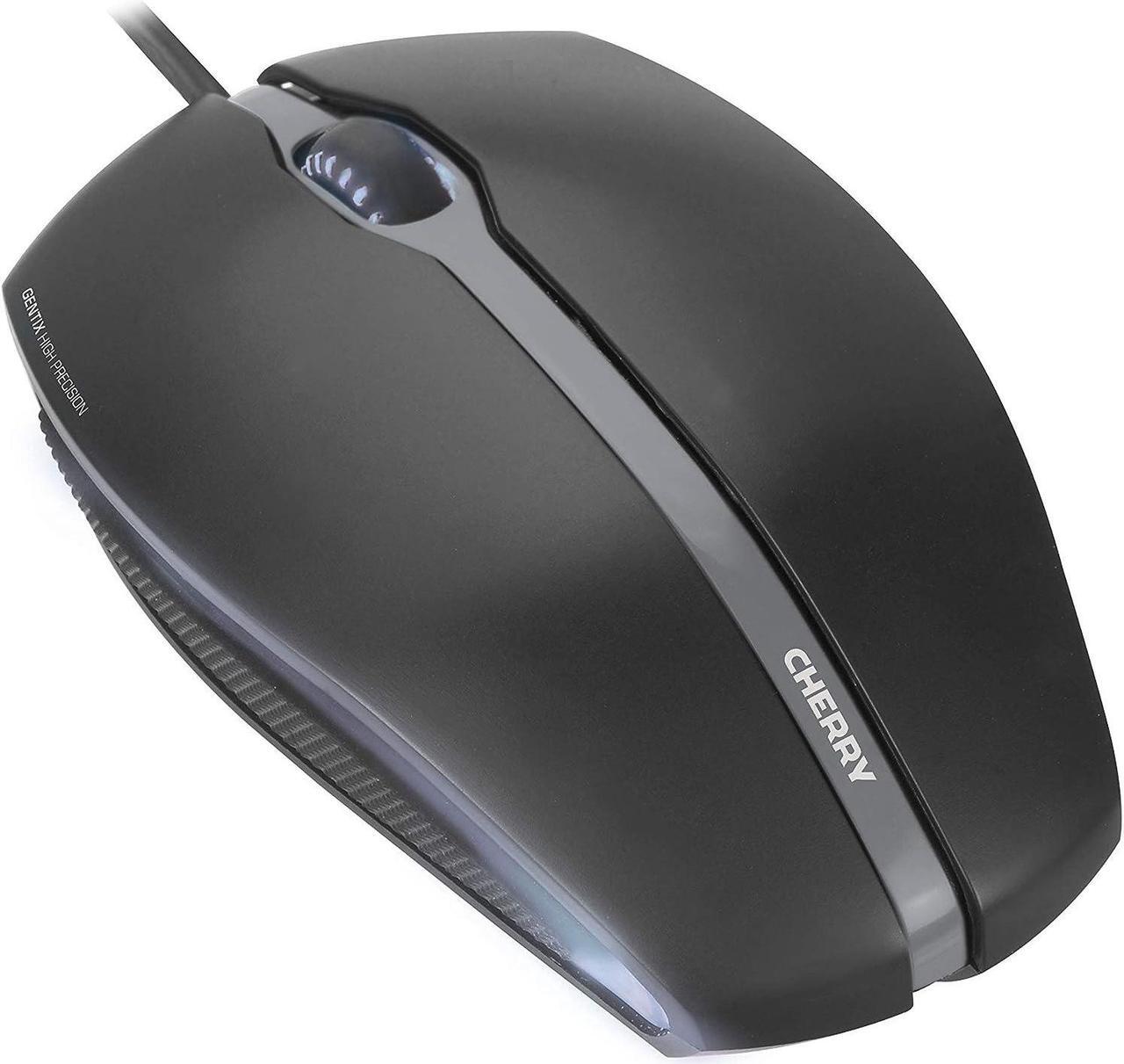 Main image of Cherry CHERRY GENTIX Corded Optical Illuminated Mouse - Corded - Illuminated - Symmetrical Design – Black (JM-0300)