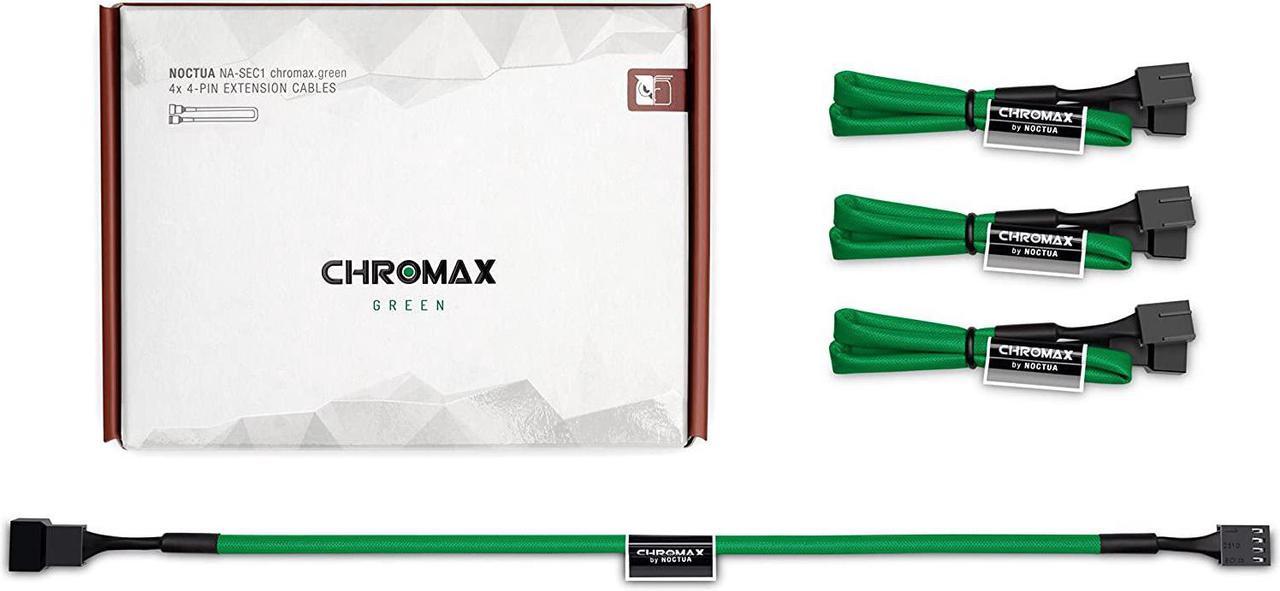 Noctua NA-SEC1 chromax.Green, 3-Pin/4-Pin Extension Cables (30cm, Green)