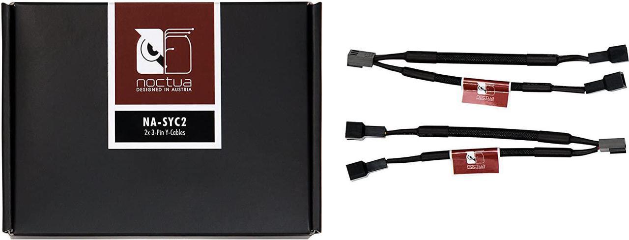 Noctua NA-SYC2, 3 Pin Y-Cables for PC Fans (Black)