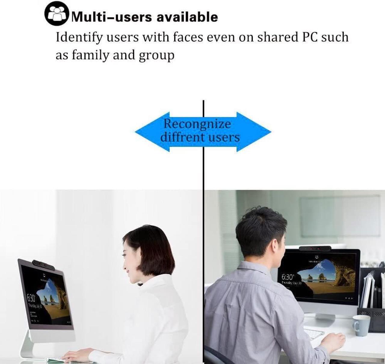 Alt view image 4 of 5 - Face Recognition USB IR Camera for Windows Hello, RGB 1080P (Entry Level) Webcam with Dual Microphone