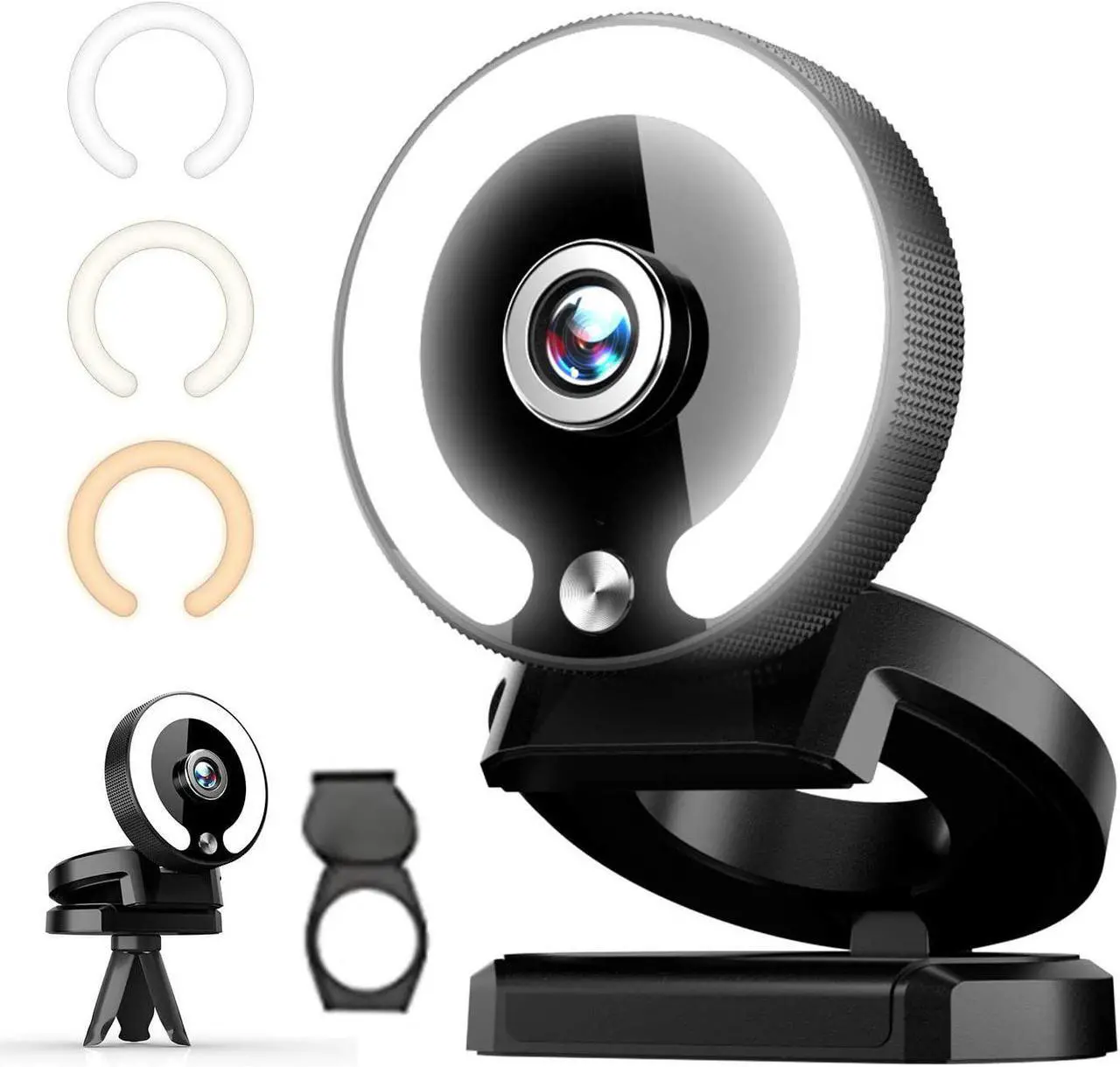 Main image of ZWNAV Webcam with Ring Light, Computer Camera with Microphone, Wide Angle, USB Connection, Face Camera for Video Conferencing, 1080P Streaming Camera for PC Windows Desktop Laptop MAC