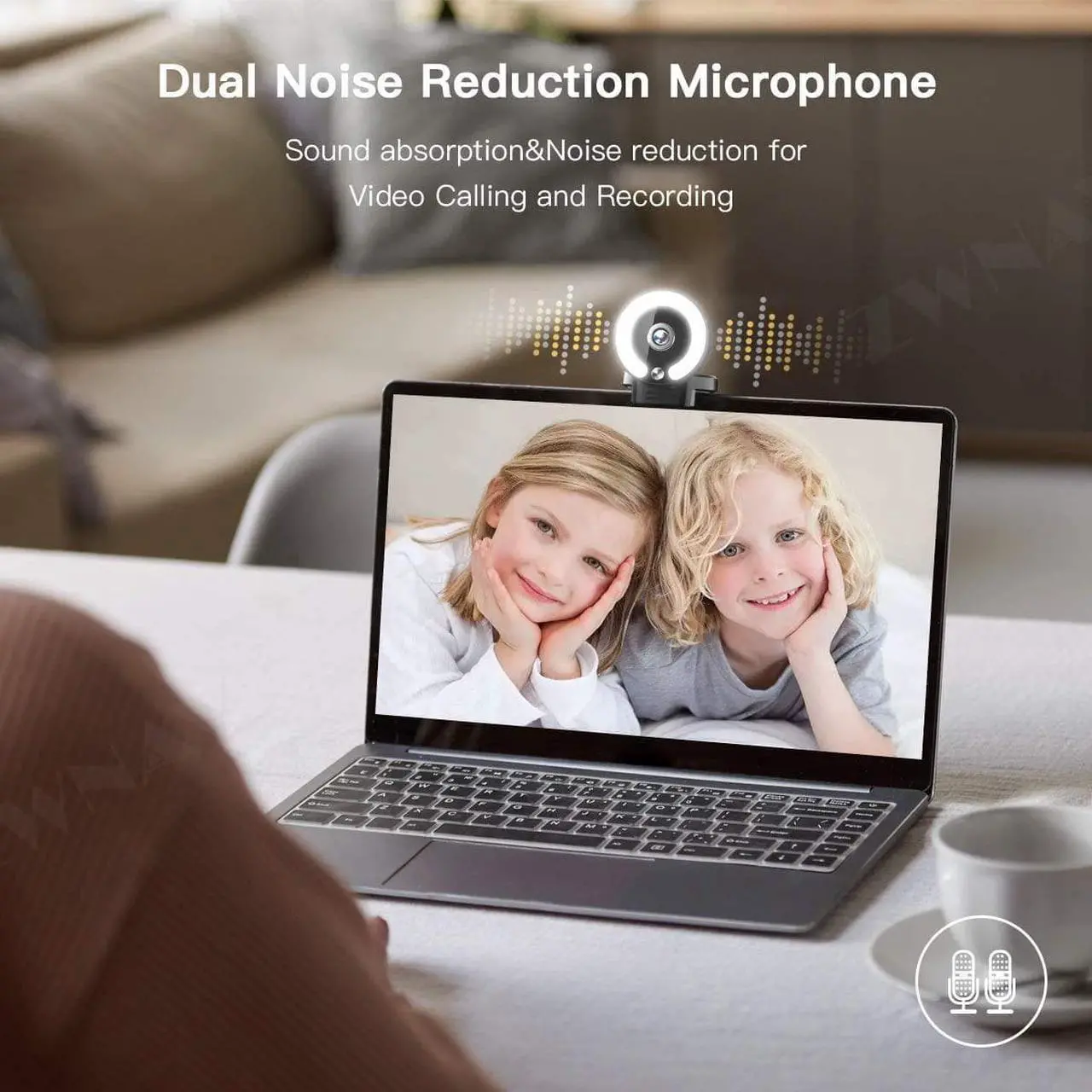 Alt view image 3 of 6 - ZWNAV Webcam with Ring Light, Computer Camera with Microphone, Wide Angle, USB Connection, Face Camera for Video Conferencing, 1080P Streaming Camera for PC Windows Desktop Laptop MAC