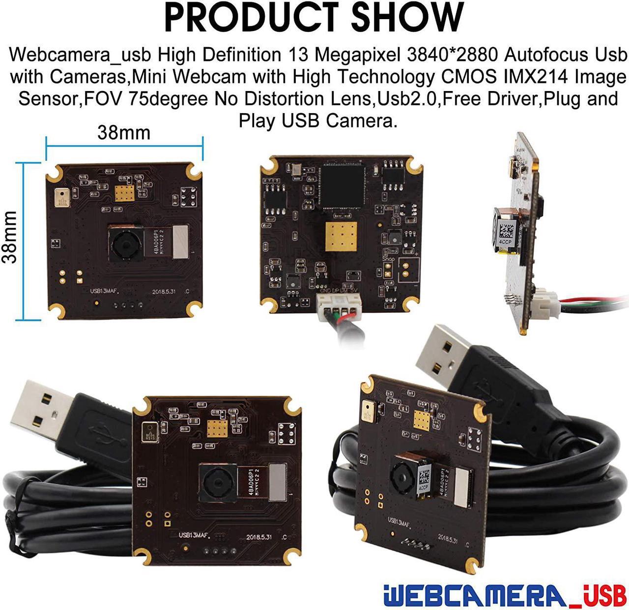 Alt view image 3 of 7 - 13mp USB Camera Module with Microphone Autofocus Audio Video Webcam Board for Computer Mini UVC USB2.0 PC Camera Industrial Embedded USB with Camera IMX214 Lightburn Camera for Laptop Jetson Nano