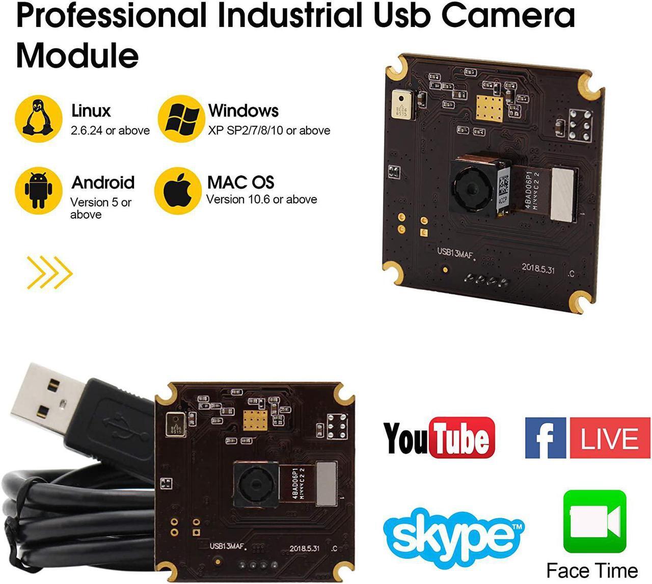 Alt view image 4 of 7 - 13mp USB Camera Module with Microphone Autofocus Audio Video Webcam Board for Computer Mini UVC USB2.0 PC Camera Industrial Embedded USB with Camera IMX214 Lightburn Camera for Laptop Jetson Nano