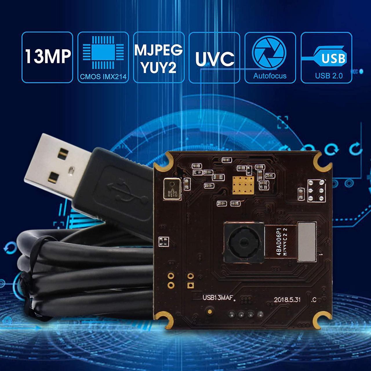 Alt view image 5 of 7 - 13mp USB Camera Module with Microphone Autofocus Audio Video Webcam Board for Computer Mini UVC USB2.0 PC Camera Industrial Embedded USB with Camera IMX214 Lightburn Camera for Laptop Jetson Nano