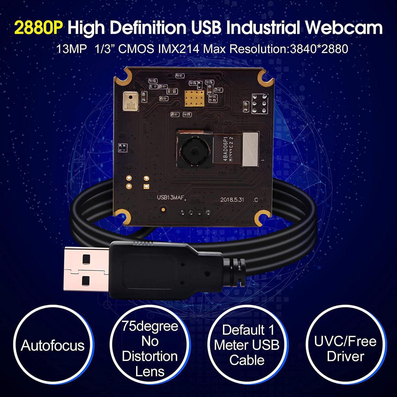 Alt view image 6 of 7 - 13mp USB Camera Module with Microphone Autofocus Audio Video Webcam Board for Computer Mini UVC USB2.0 PC Camera Industrial Embedded USB with Camera IMX214 Lightburn Camera for Laptop Jetson Nano