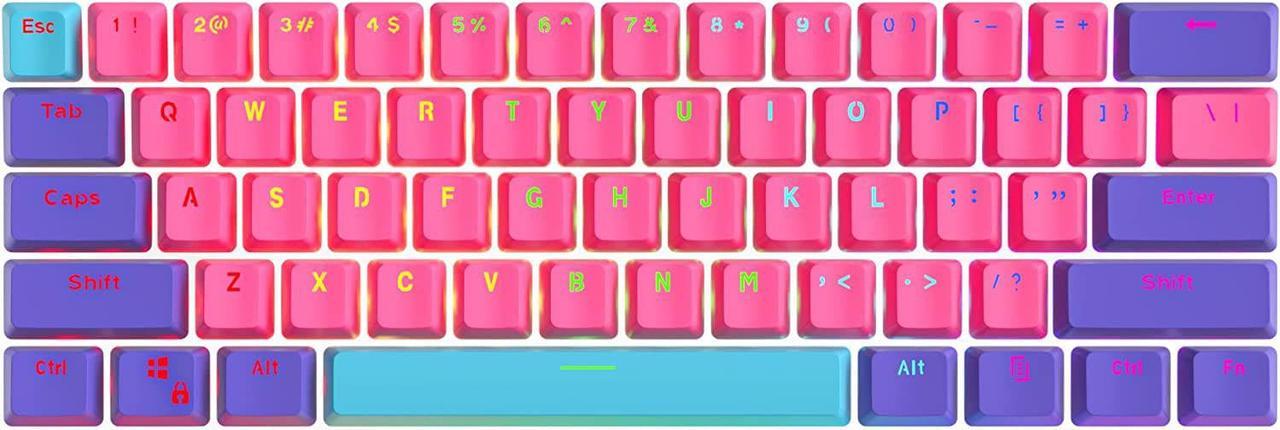 GTSP PBT Keycaps for 60 Percent Keyboard Keycaps OEM Profile RGB Keycap Set with Key Puller for Cherry MX Switches GK61 Mechanical Gaming Keycaps (Pink)