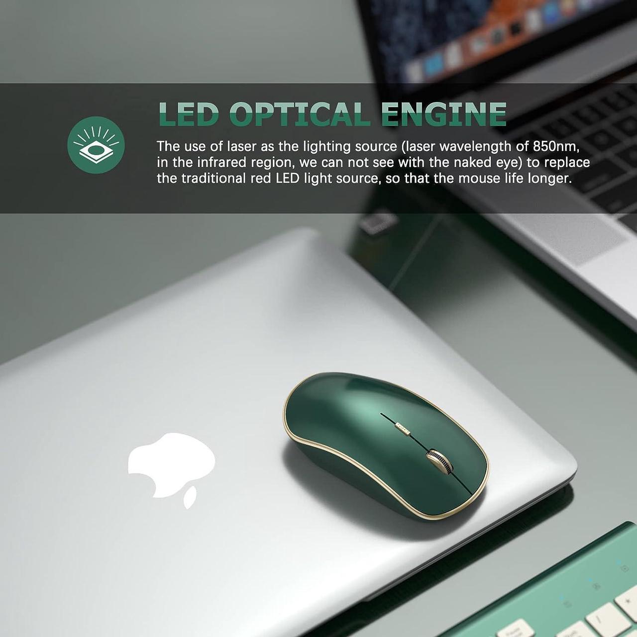 Alt view image 3 of 7 - 2.4G Slim Wireless Silent Mouse Portable Wireless Computer Mouse with 5 Adjustable DPI Levels USB Mice for Desktop Notebook MacBook Chromebook PC (Green)