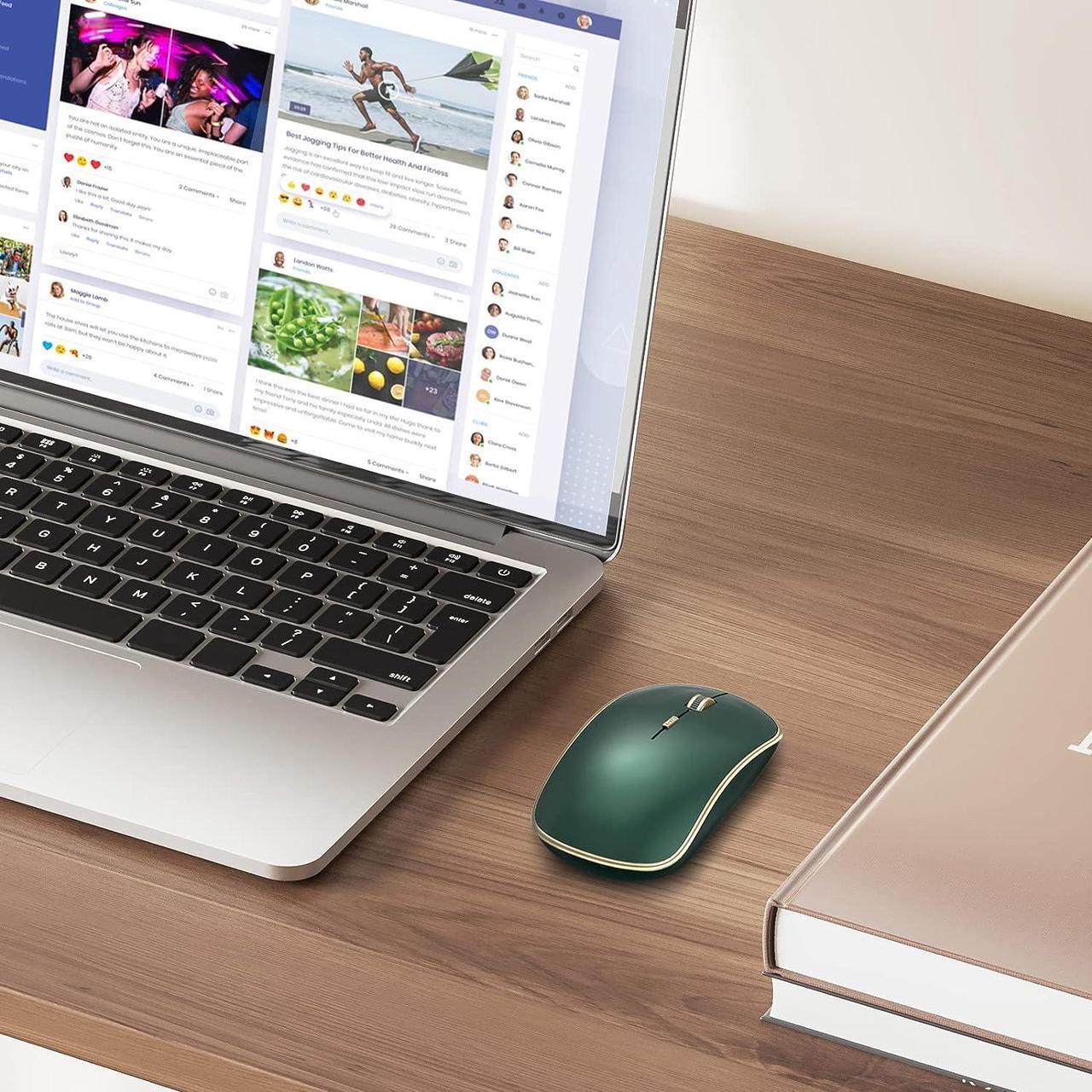 Alt view image 7 of 7 - 2.4G Slim Wireless Silent Mouse Portable Wireless Computer Mouse with 5 Adjustable DPI Levels USB Mice for Desktop Notebook MacBook Chromebook PC (Green)