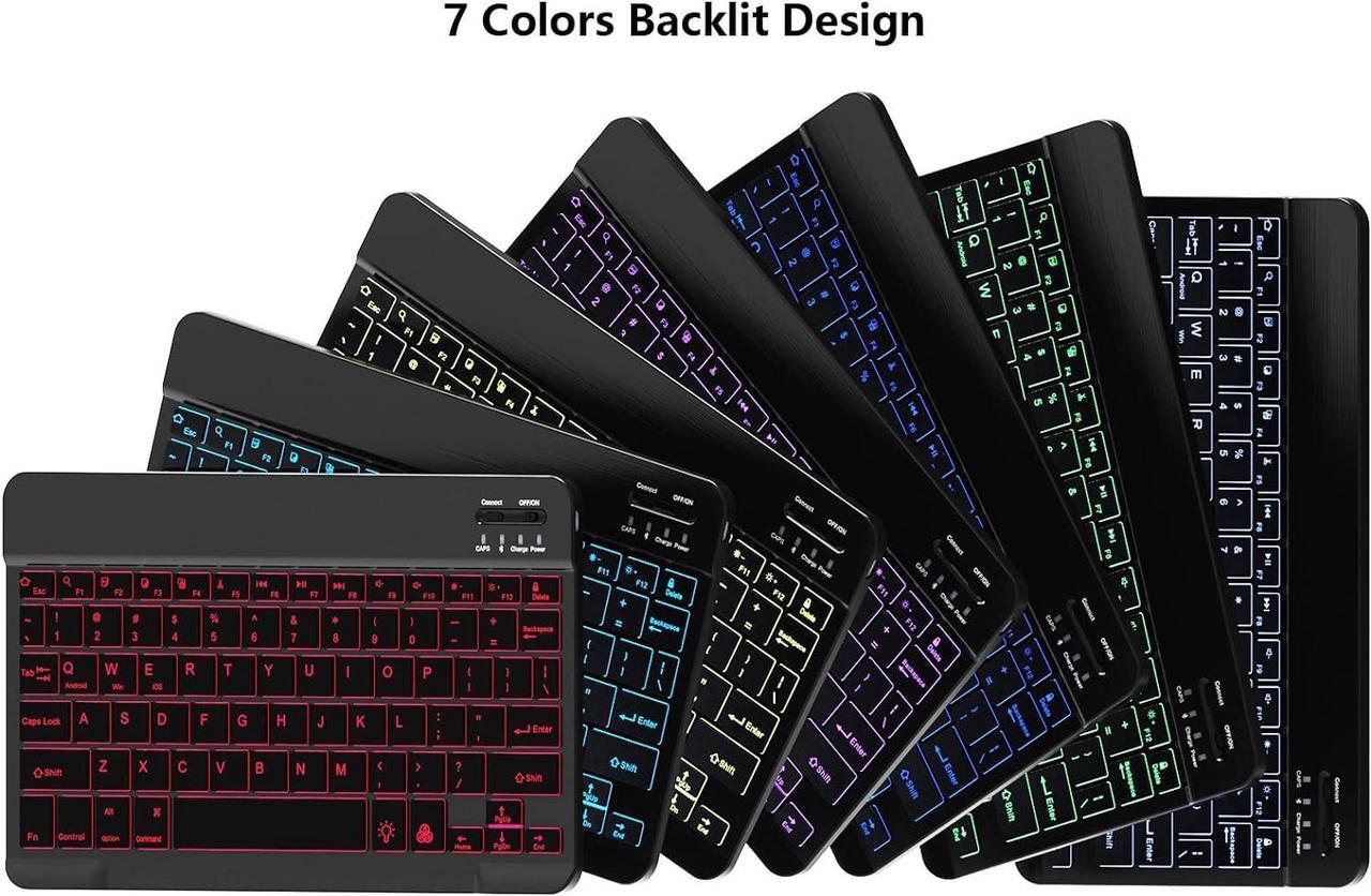 Alt view image 2 of 7 - Backlit Bluetooth Keyboard and Mouse Combo for iPad Air Pro Mini Tablet iPhone Android Samsung Smartphone Cell Phone Rechargeable Ultra Slim Wireless Keyboard Mouse Portable iPadOS 13 & Above (Black)