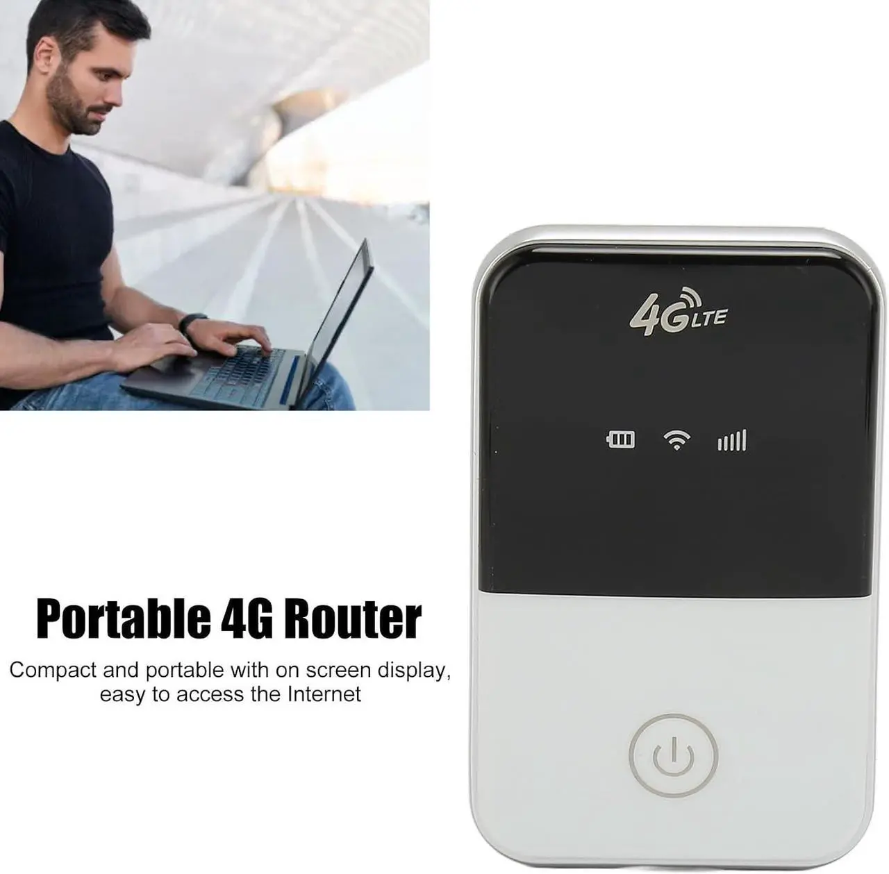 Alt view image 3 of 7 - 4G LTE Mobile WiFi Hotspot, 8 Users Wireless Router with SIM Card Slot, Portable WiFi Router for Outdoor Car Travel Business, USB (Asia Version(B1.B3.B5.B8.B38.B40.B41))
