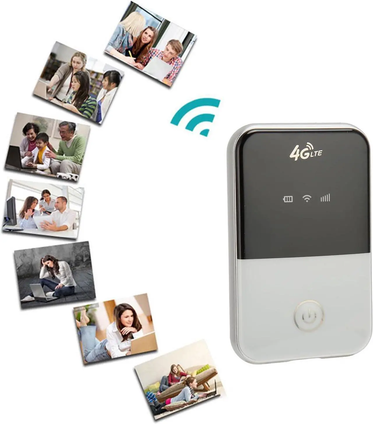 Alt view image 5 of 7 - 4G LTE Mobile WiFi Hotspot, 8 Users Wireless Router with SIM Card Slot, Portable WiFi Router for Outdoor Car Travel Business, USB (Asia Version(B1.B3.B5.B8.B38.B40.B41))