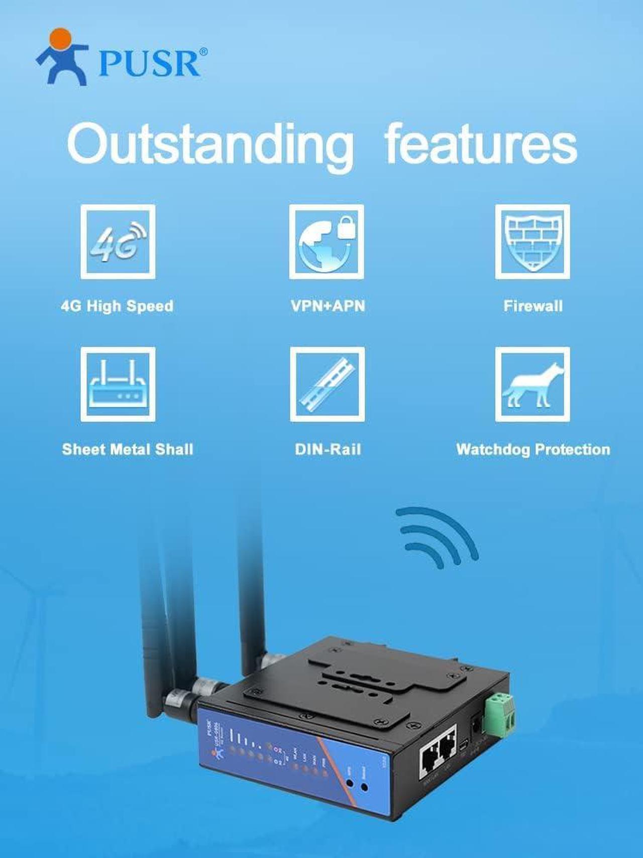 Alt view image 4 of 6 - PUSR4G LTE Industrial Cellular VPN Router Wireless WiFi Router Support openVPN with Sim Card North America(AT&T)  USR-G806-A