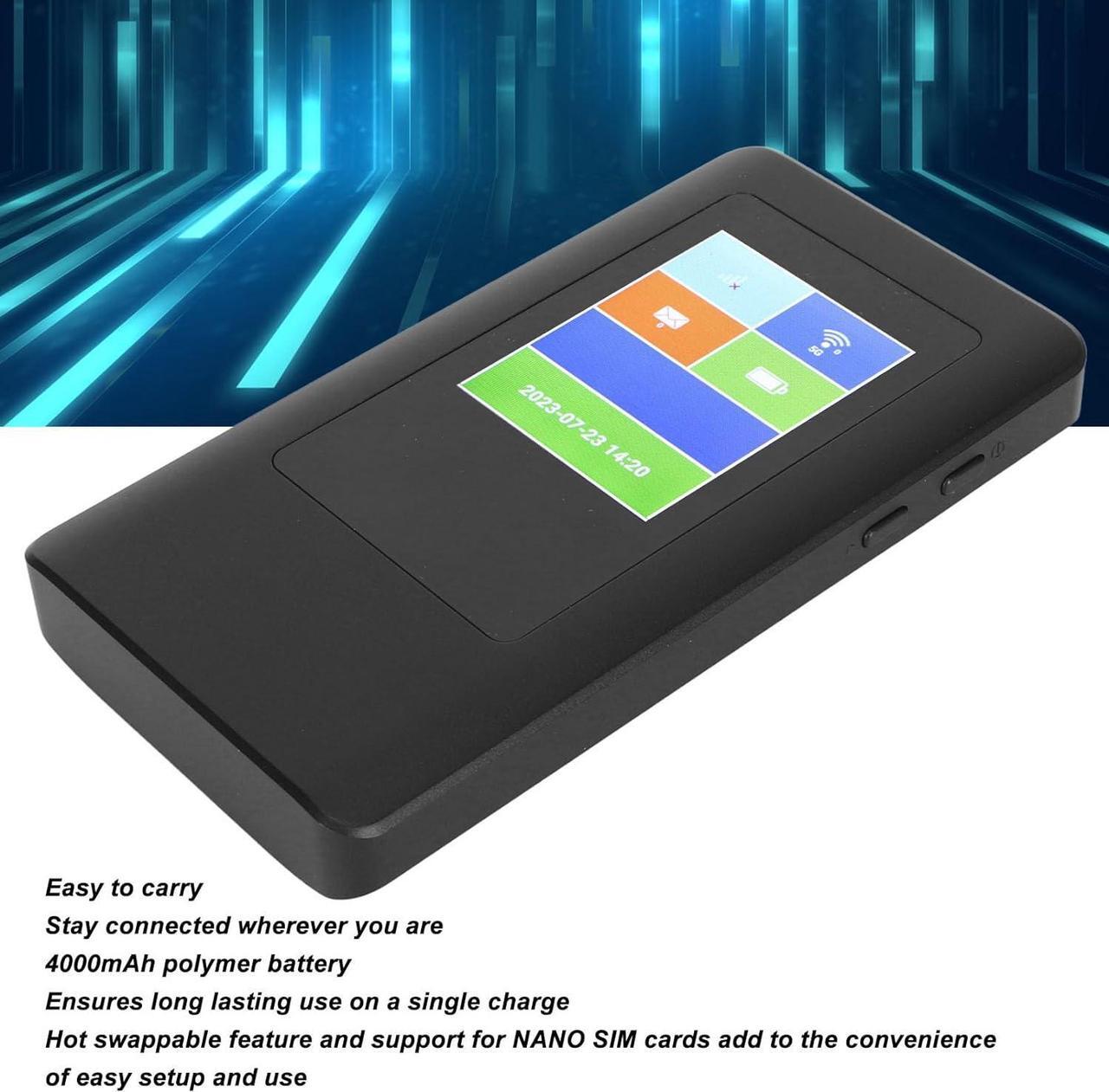 Alt view image 2 of 7 - Portable 5G WiFi Router for Travel, Dual Band WiFi Hotspot Device with SIM Card Slot, Up to 16 Users to Connect, LPDDR4X 2GB RAM EMMC 16GB ROM, Global Frequency Bands, Home WiFi