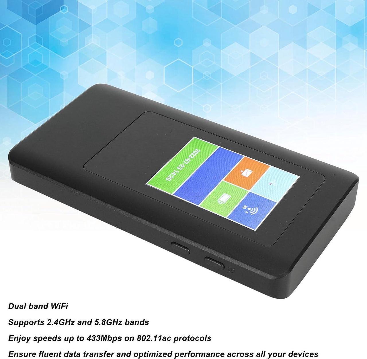 Alt view image 3 of 7 - Portable 5G WiFi Router for Travel, Dual Band WiFi Hotspot Device with SIM Card Slot, Up to 16 Users to Connect, LPDDR4X 2GB RAM EMMC 16GB ROM, Global Frequency Bands, Home WiFi