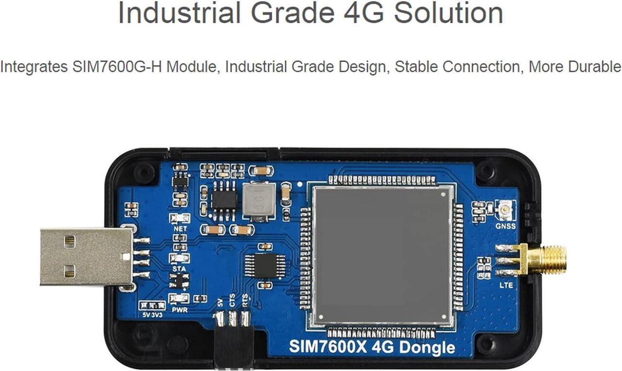 Alt view image 5 of 7 - SIM7600G-H 4G LTE USB Dongle, 4G DONGLE Module USB UART Communication Support 2G 3G 4G 50Mbps Uplink 150Mbps Downlink, with Rotatable Antenna