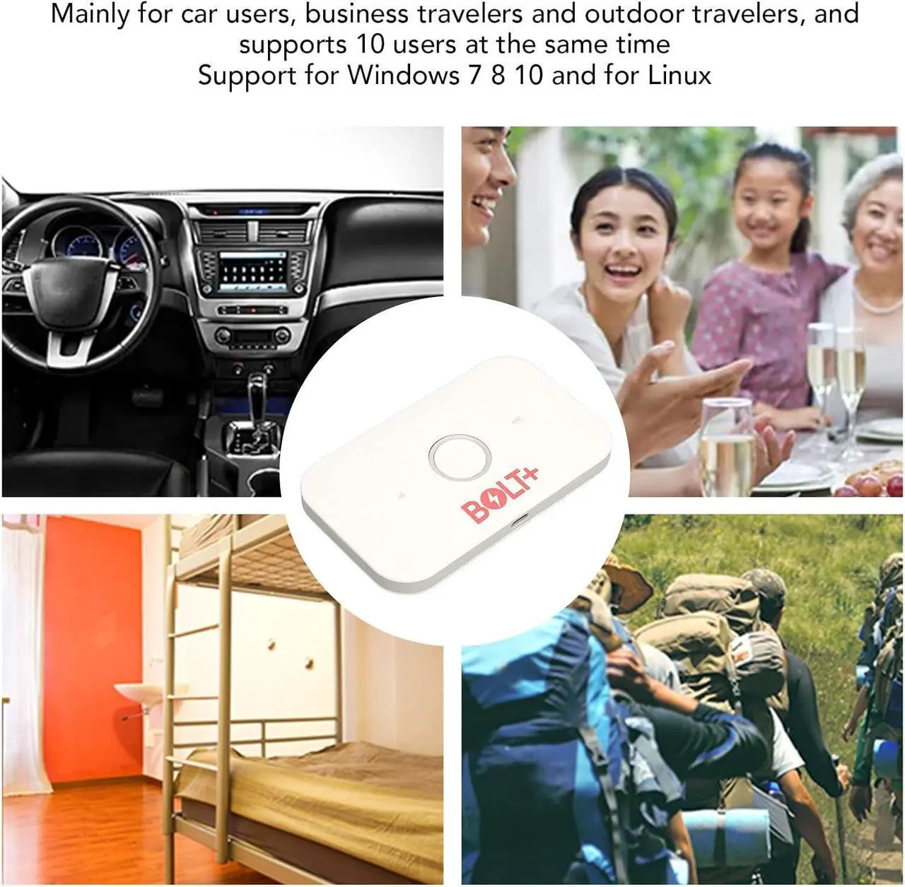 Alt view image 5 of 7 - Portable Mobile Hotspot, Portable WiFi Router for Car Users, Business Travelers, Outdoor Travelers, Portable WiFi Hotspot LTE Mobile Router, for Windows 7 8 10 for Linux