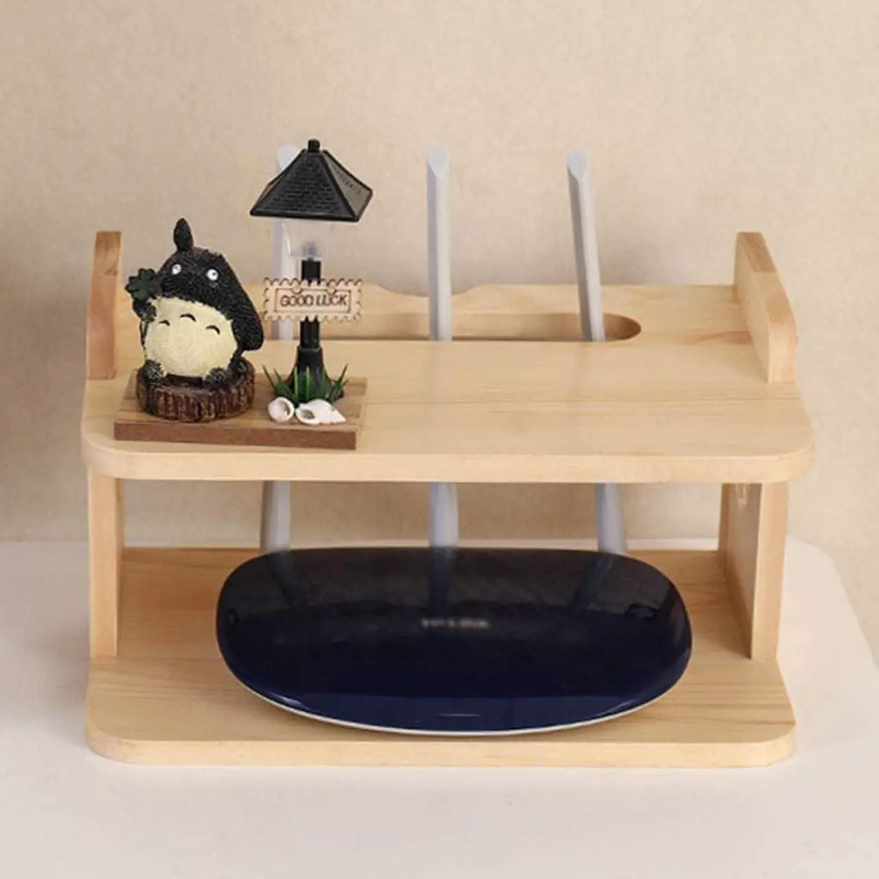 Alt view image 4 of 7 - EXOGUN Wall Mounted Router Storage Box Modem Router Tv DVD Combo Wood Crate Solid Wood Machine Wall-Mounted Wiff Router Storage Box Please Check Shelf Dimensions Before Purchase