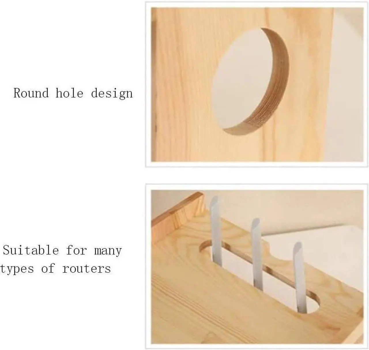 Alt view image 7 of 7 - EXOGUN Wall Mounted Router Storage Box Modem Router Tv DVD Combo Wood Crate Solid Wood Machine Wall-Mounted Wiff Router Storage Box Please Check Shelf Dimensions Before Purchase