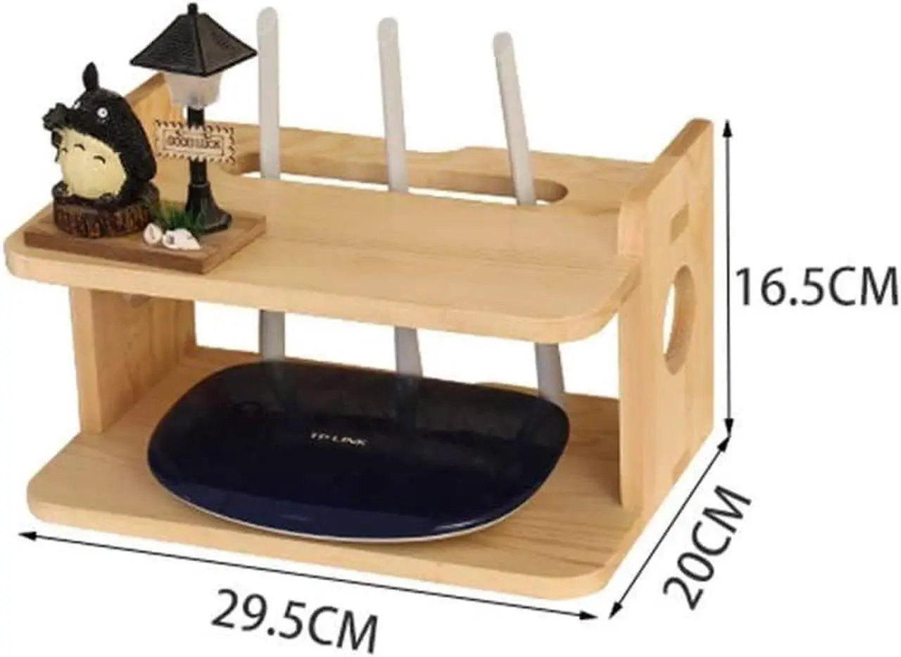 Alt view image 3 of 7 - EXOGUN Wall Mounted Router Storage Box Modem Router Tv DVD Combo Wood Crate Solid Wood Machine Wall-Mounted Wiff Router Storage Box Please Check Shelf Dimensions Before Purchase