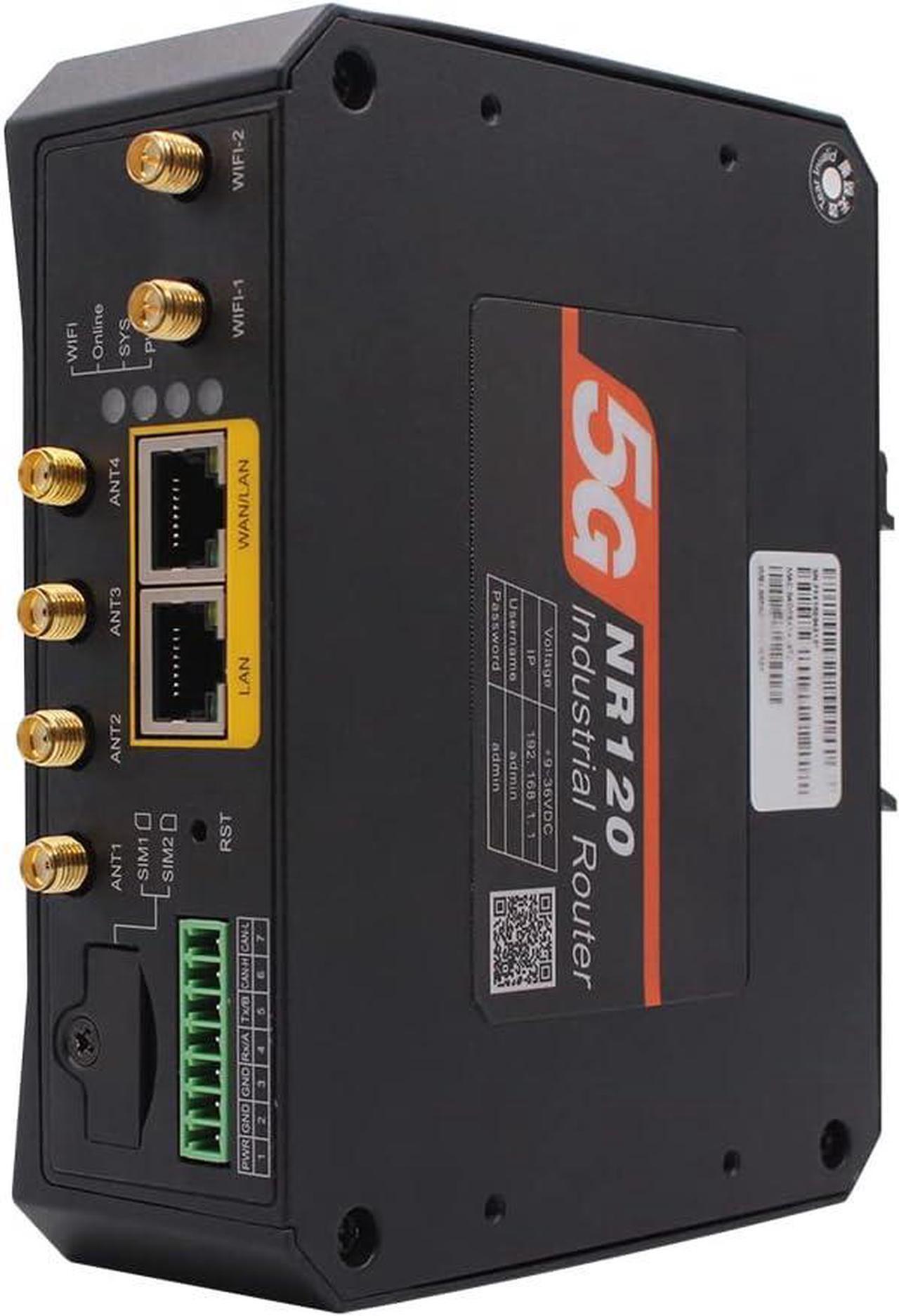 Main image of Industrial 5G Cellular Router with Dual SIM Card Slot, 5G VPN Modem Router with External Detachable Antennas,Gigabit Ethernet, WiFi, RS232/RS485 M2M IoT Integration, Remote Management, Global Version
