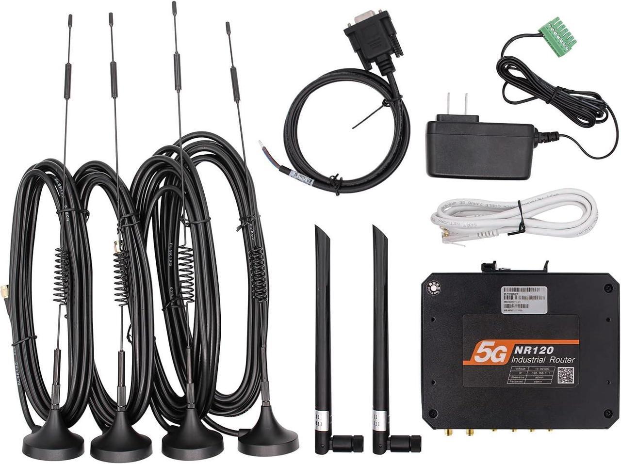 Alt view image 6 of 7 - Industrial 5G Cellular Router with Dual SIM Card Slot, 5G VPN Modem Router with External Detachable Antennas,Gigabit Ethernet, WiFi, RS232/RS485 M2M IoT Integration, Remote Management, Global Version